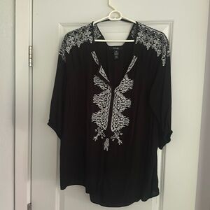 Style & Co black embroidered blouse